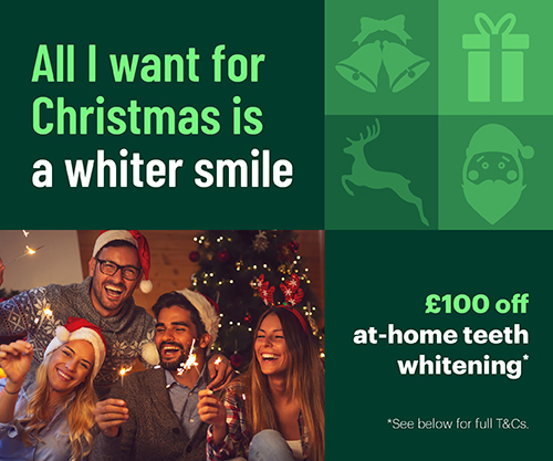 100 off Christmas Whitening Offer Mobile Web Banner 500x417px